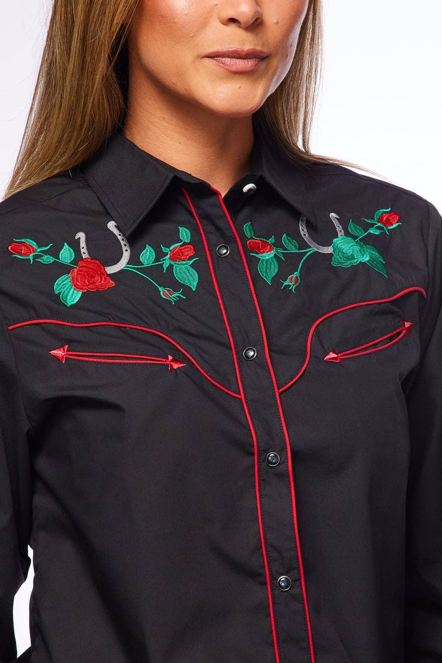 Women's Embroidered Western Inspired Snap Shirt LS500-510