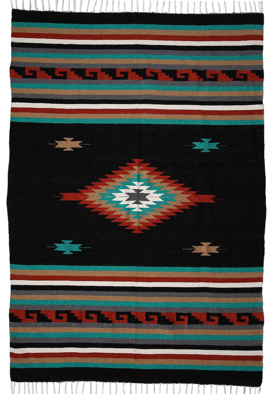 Mitla-Style Blanket in Black