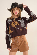 Load image into Gallery viewer, Blue B 32873W - Western Metallic Cowboy Pullover Sweater in Brown
