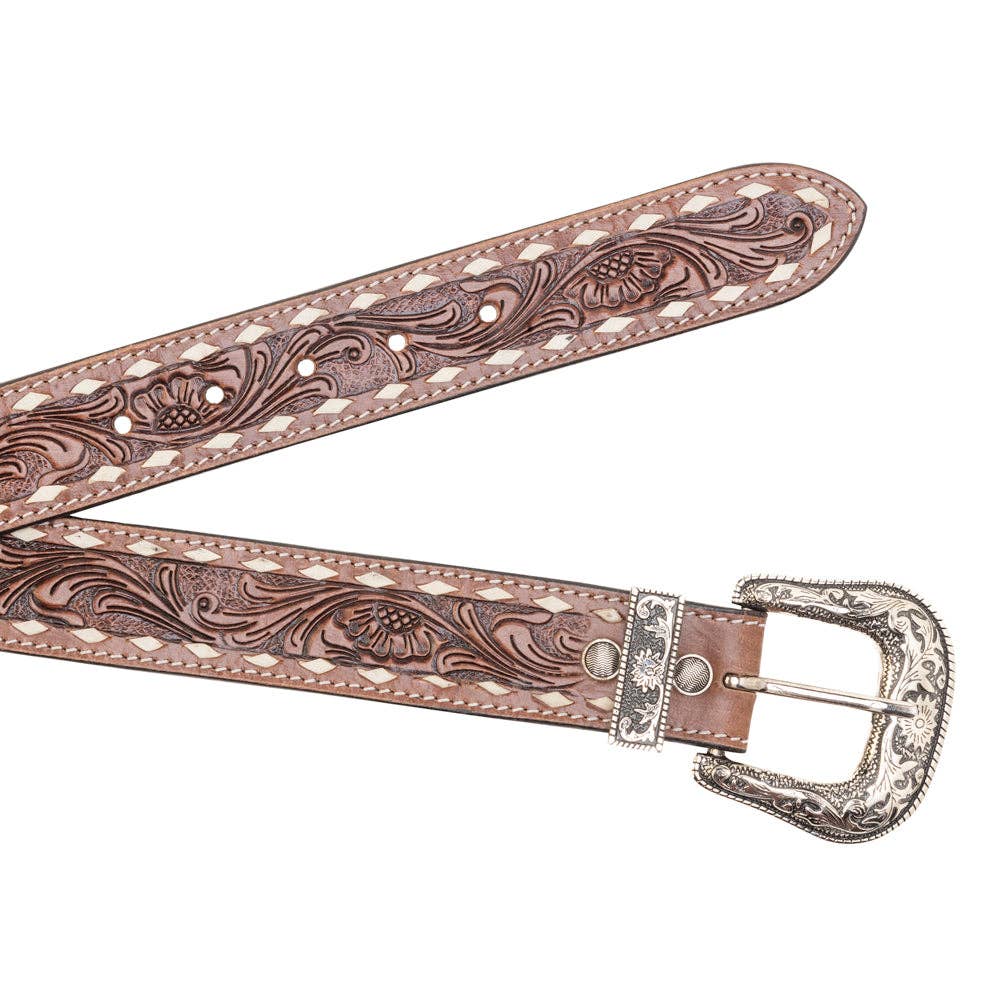 Myra S-13914 Talavera Handtooled Leather Belt Ember