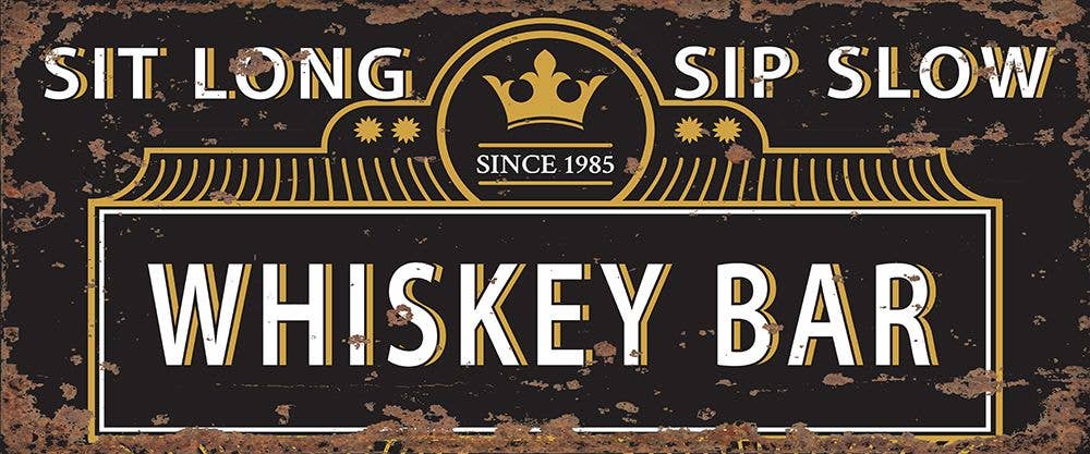 Whiskey Sign, Whiskey Bar Sign Metal Vintage Sign Kitchen: 24x12inch