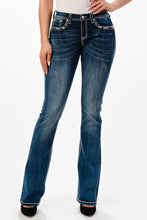 Load image into Gallery viewer, Grace In LA Cow Head Embroidery Mid Rise Boot Cut EB51733
