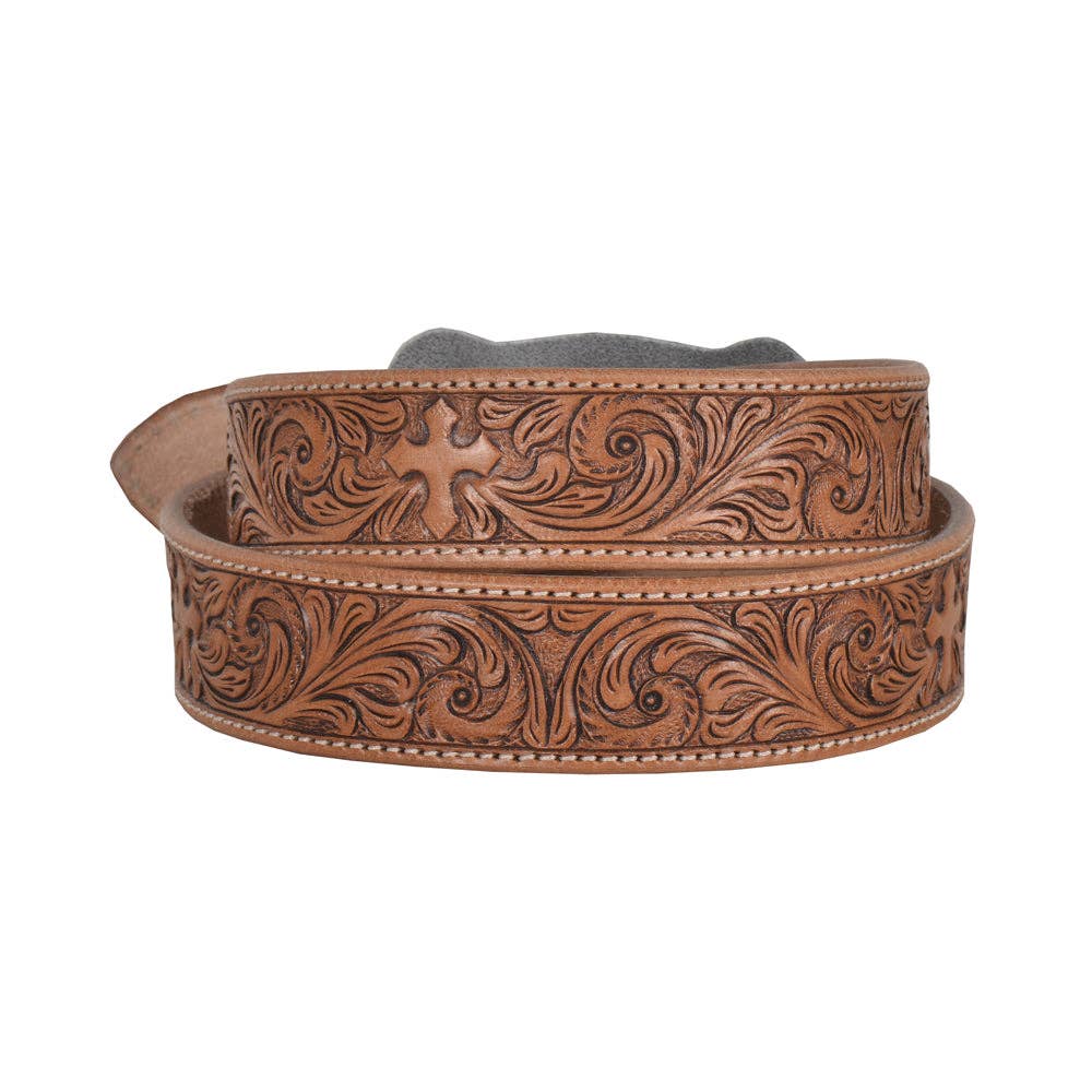 Myra S-4818 Structured Hand-Tooled Leather Belt