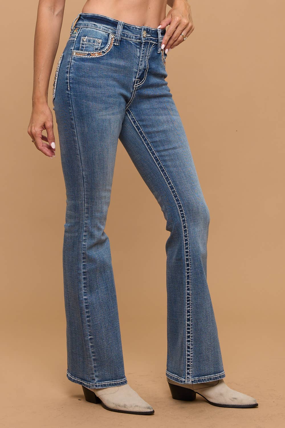 Westfield Eagle Flare Stretchy Jeans WF-821 Sandwash