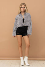 Load image into Gallery viewer, Blue B 17550J - Washed Corduroy Oversized Rhinestone Fringe Jacket in Grey
