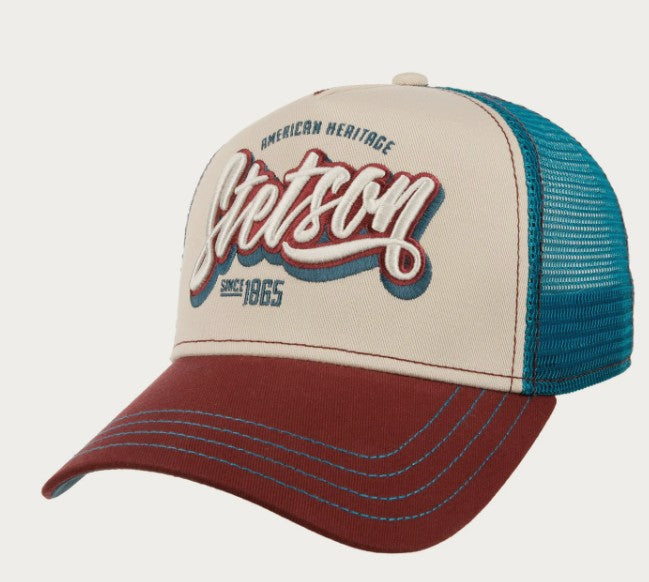 Stetson Trucker Cap 7741108 Wordmark Logo in Blue/Red