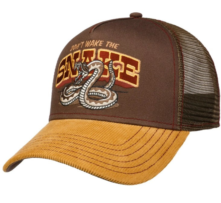 JJ Hats Trucker Cap 7761195 Don't Wake the Snake in Tonal Brown