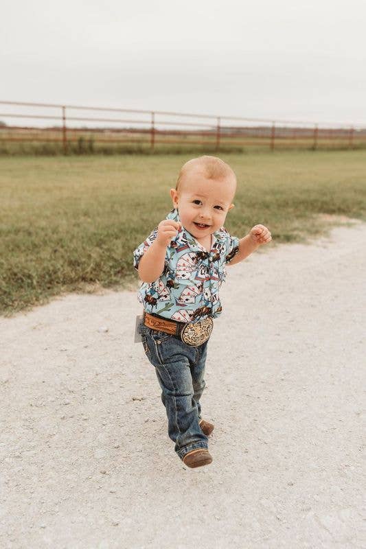 Vegas Cowboy SS Pearl Snap Onesie BOYSS15