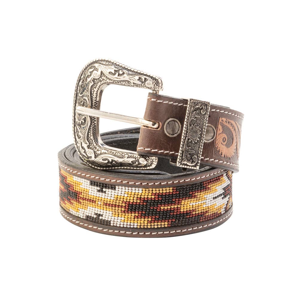 Myra S-13912 Rosabelle Handtooled Leather Belt in Chestnut