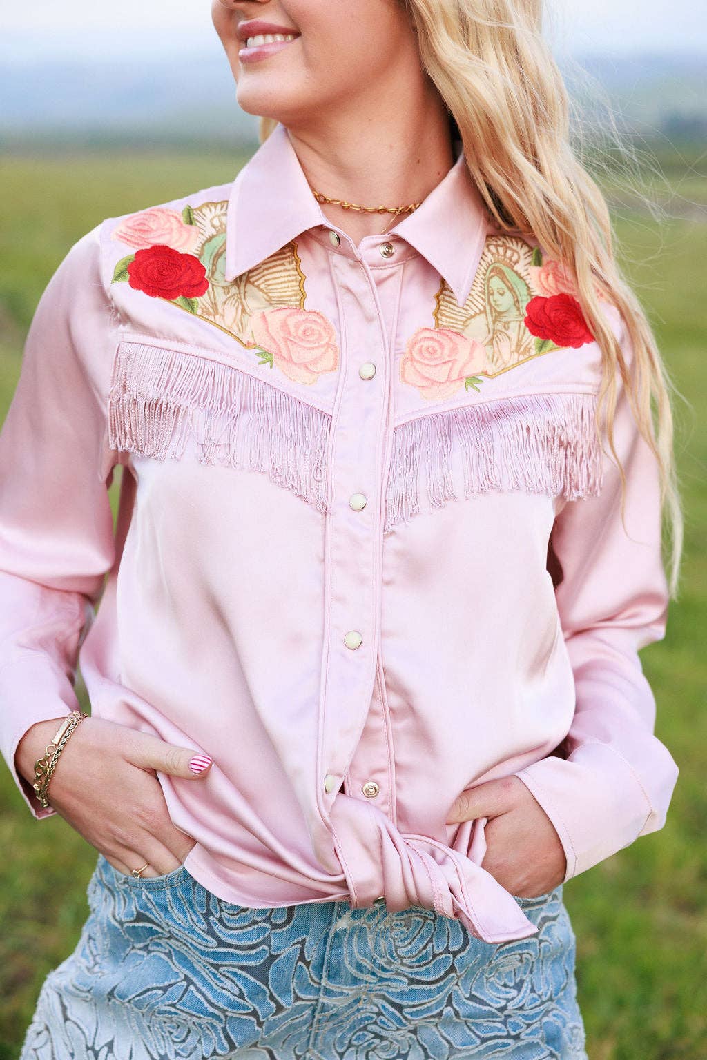 Rodeo Quincy Pale Pink Button Up M2884Q