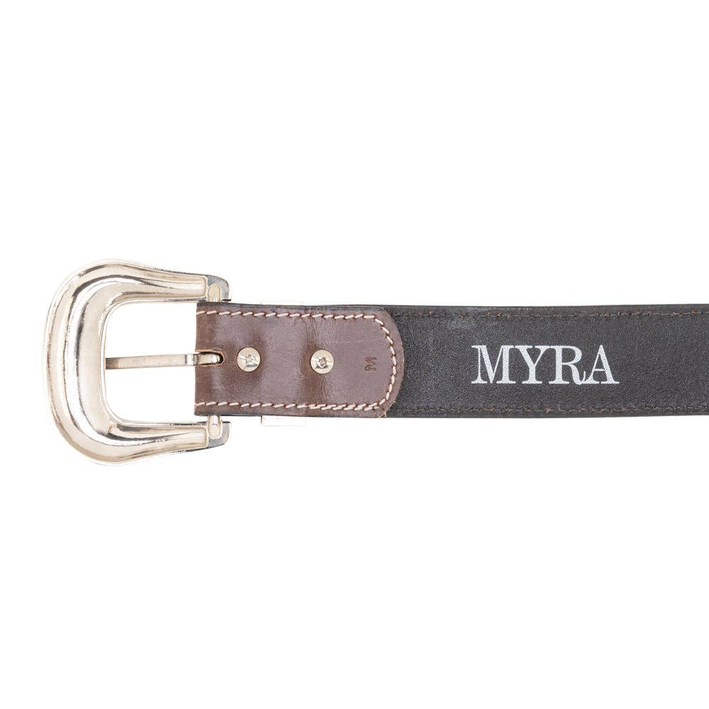 Myra S-13912 Rosabelle Handtooled Leather Belt in Chestnut