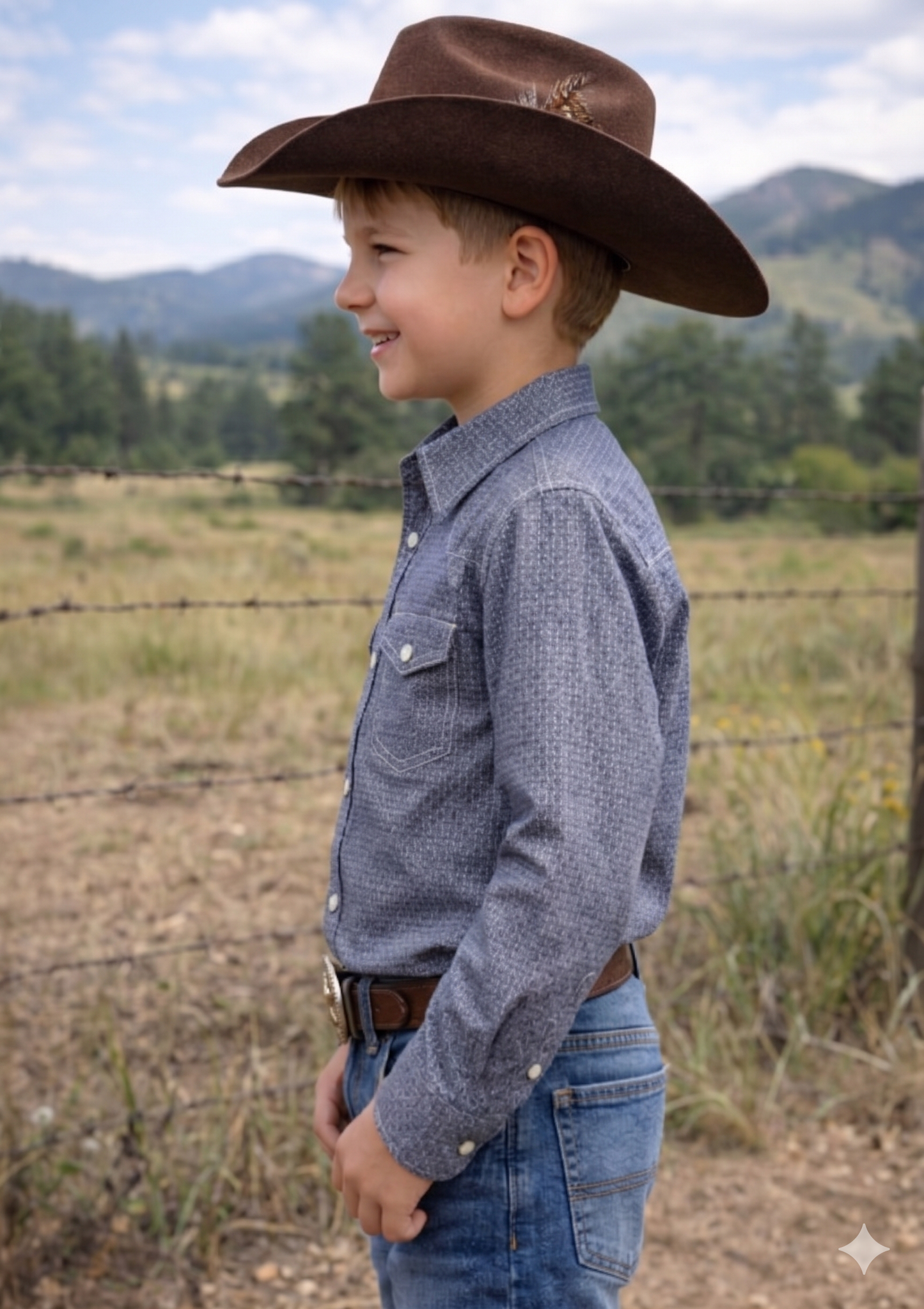 MontanaCo Boys Premium Cotton Western Snaps Long Sleeves Shirts with Stretch.BL-2603