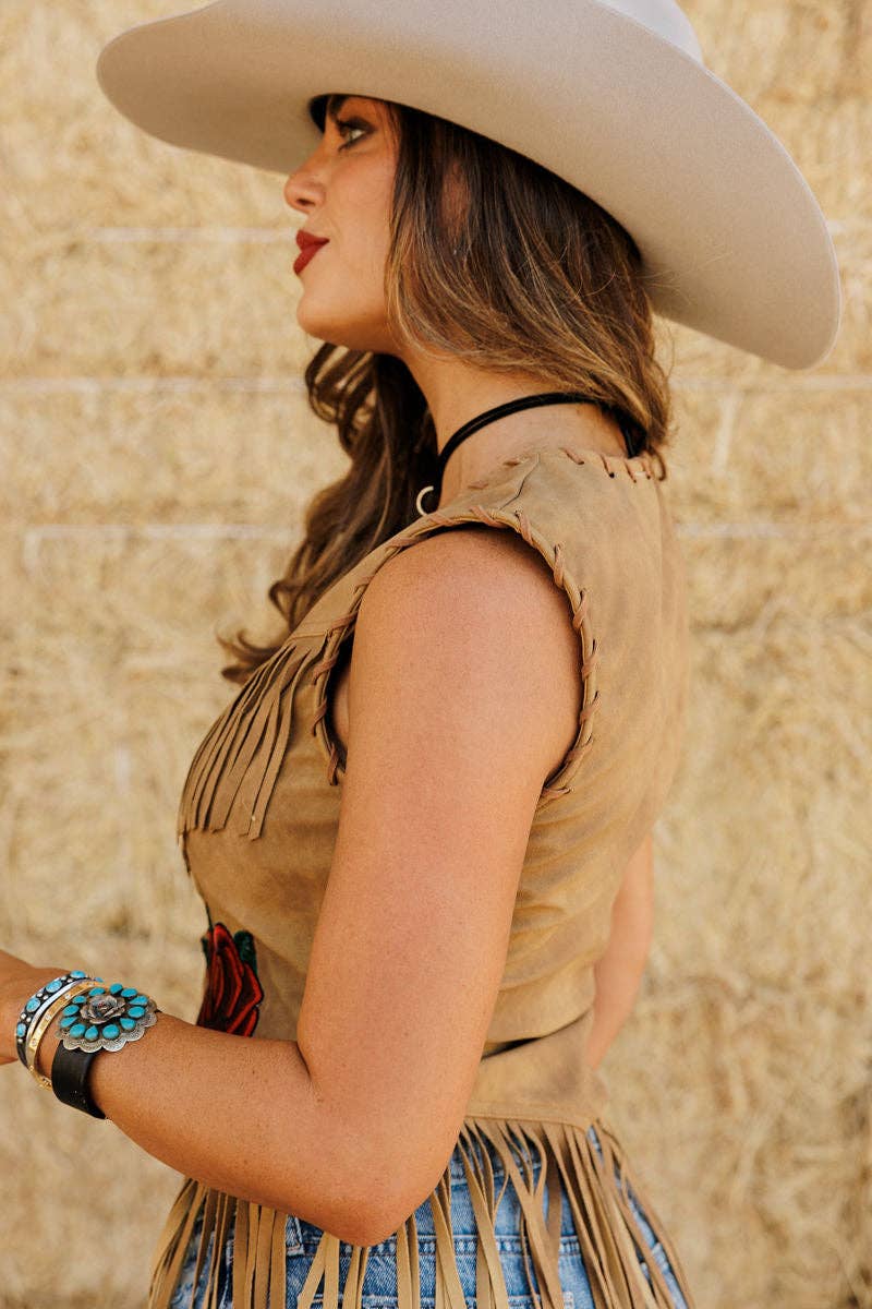 Rodeo Quincy Wild Rose Fringe Vest M2662Q