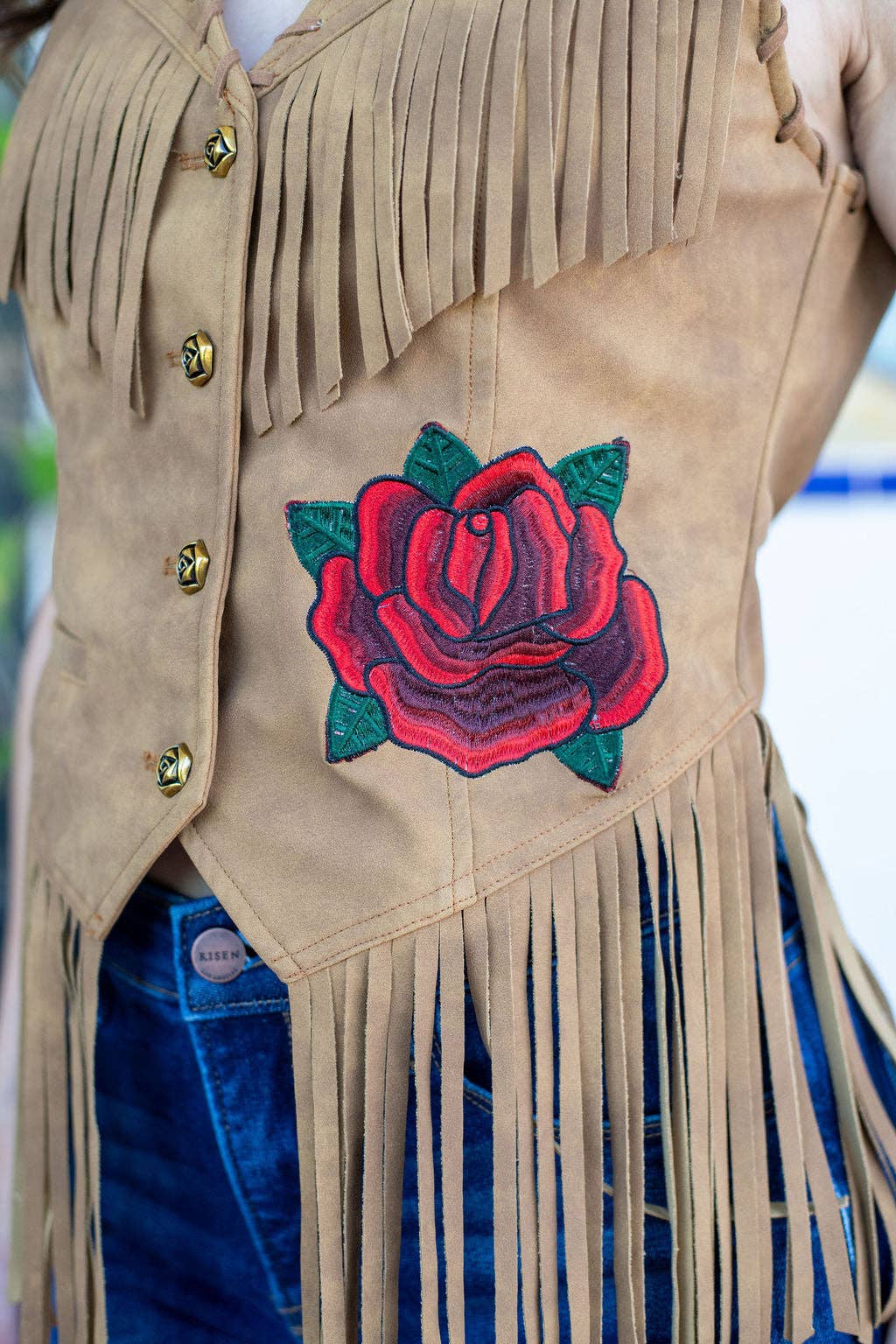 Rodeo Quincy Wild Rose Fringe Vest M2662Q