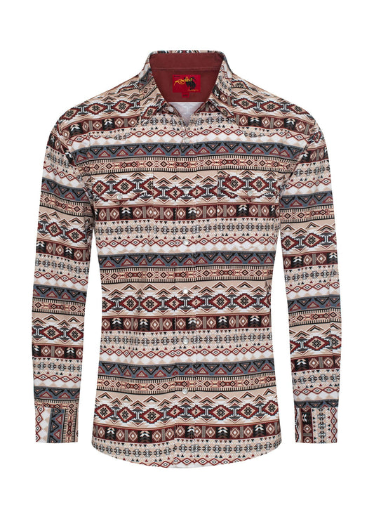 Rodeo Clothing Men's Western Pearl Snap Aztec Print Shirt - MPS110L-1064