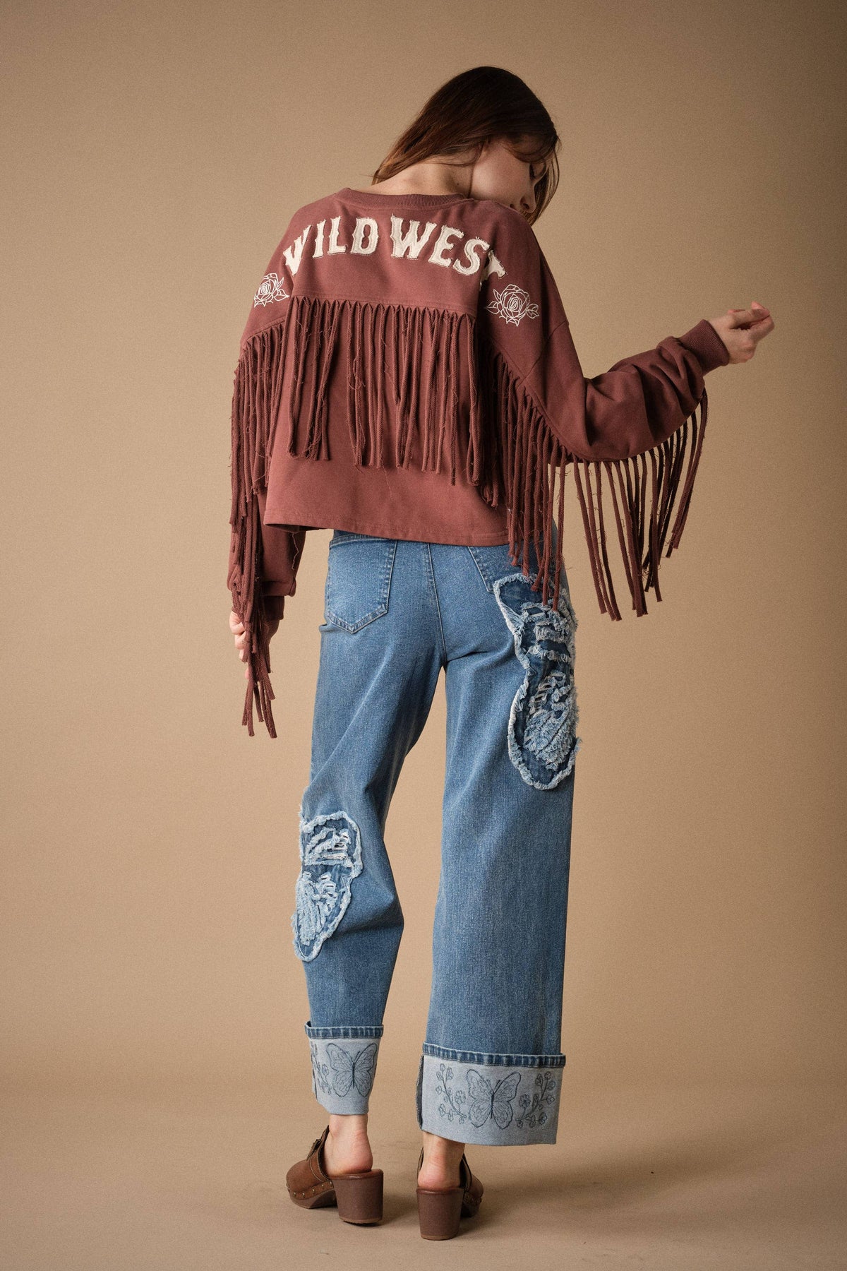 Blue B 33609T Wild West Graphic Fringe Sweatshirt