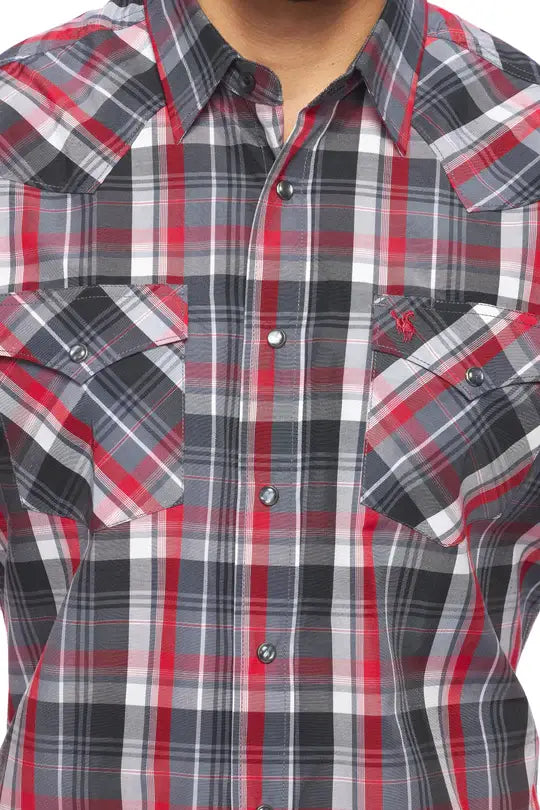 RODEO CLOTHING MEN'S PLAID SHORT SLEEVE SNAP PS400s-477