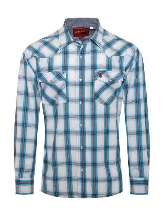 Men's western long sleeve Plaid shirts with snap buttons PS400L-410
