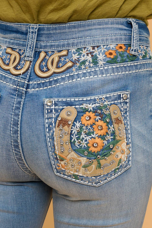 Westfield Eagle WT-789 Bootcut Stretchy Bling Jeans in Lightwash
