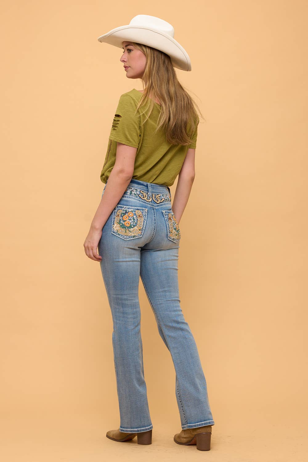 Westfield Eagle WT-789 Bootcut Stretchy Bling Jeans in Lightwash