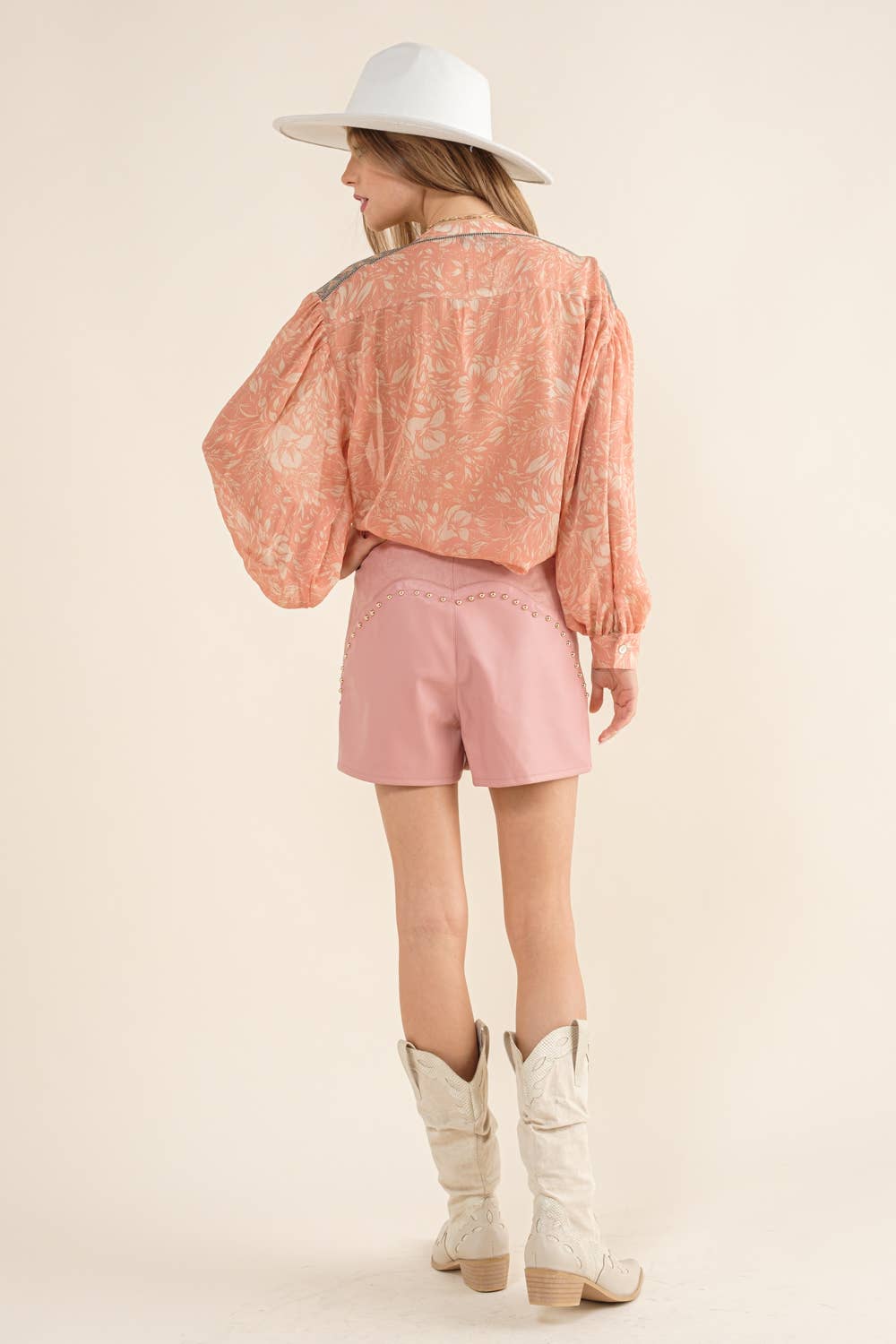 32903T - Chiffon Floral Embroidered Shoulder Blouse in Blue