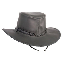 Load image into Gallery viewer, American Hat Makers Unisex Crusher - Leather Crushable Outback Hat in Black
