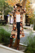 Load image into Gallery viewer, Cream/brown Aztec long cardigan T768F003
