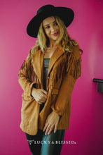 Load image into Gallery viewer, Plus Size Camel Concho Button Down Fringe Lapel Blazer JO036-CML-X
