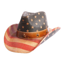 Load image into Gallery viewer, American Hat Maker Americana - Straw Cowboy Hat in Red/Blue
