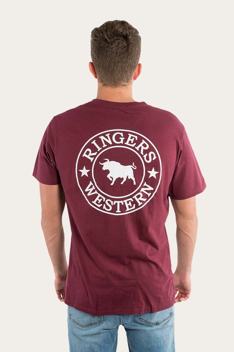 Ringers Western Signature Bull Mens Classic T-Shirt 9811103 in Bordeaux