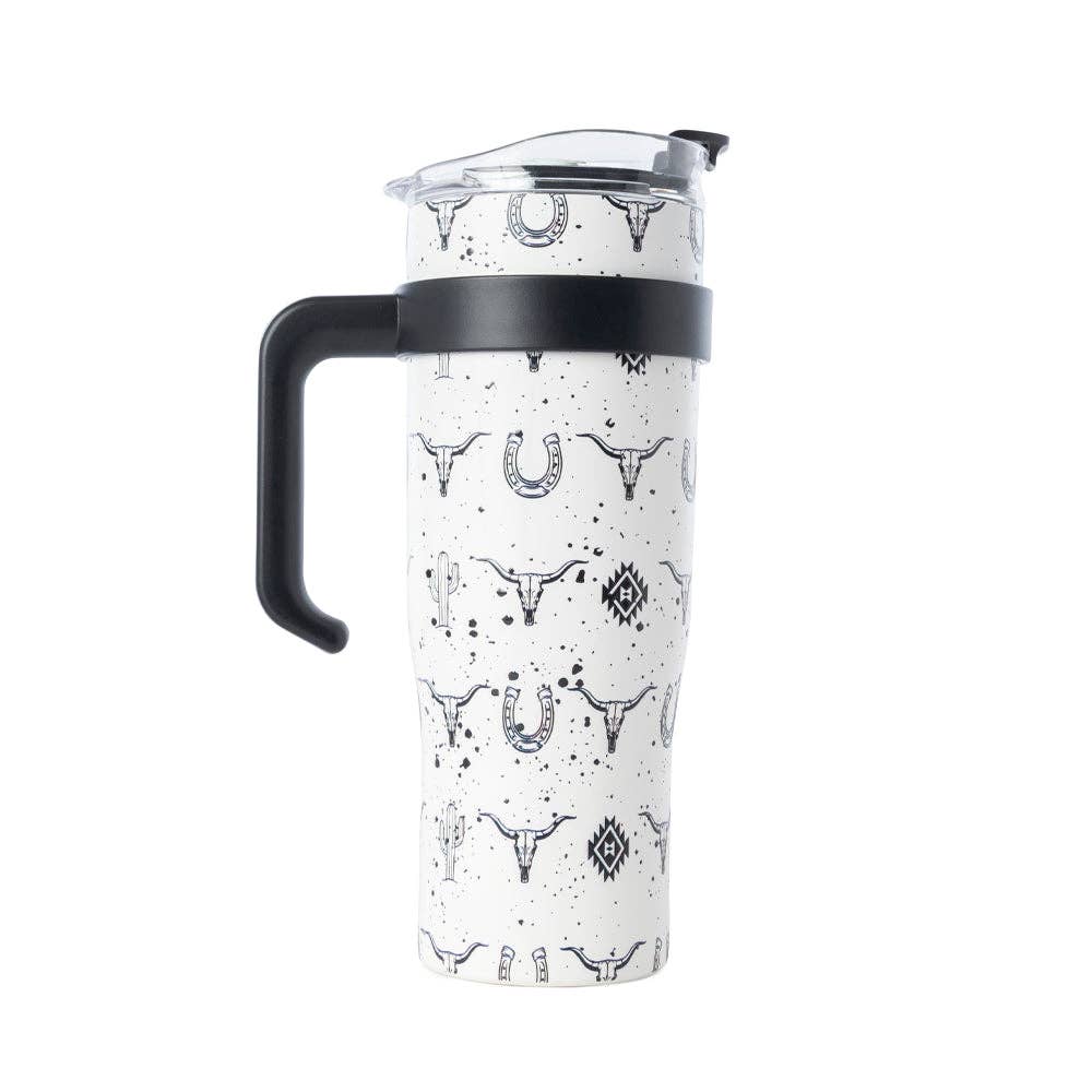 Myra S-14472 Westmark Tooled Western Tumbler in White Stainless Steel
