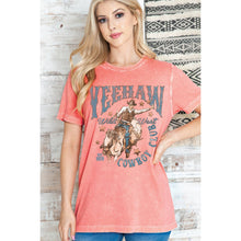 Load image into Gallery viewer, Amused By Blue Yeehaw Tee in Mineral Wash Coral MB1672
