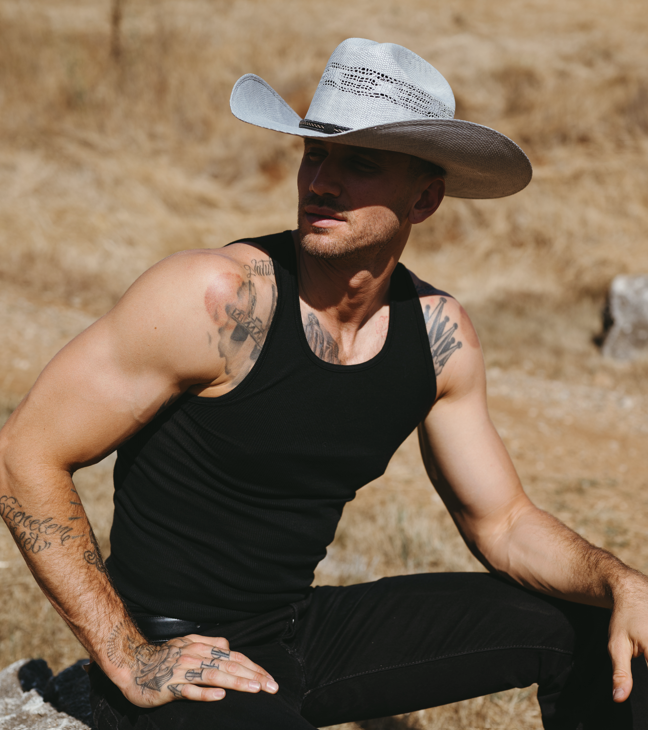 American Hat Makers Straw Cowboy Hat American Maverick in Grey