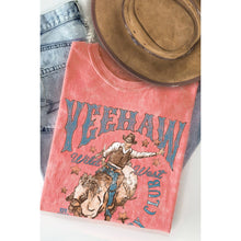 Load image into Gallery viewer, Amused By Blue Yeehaw Tee in Mineral Wash Coral MB1672
