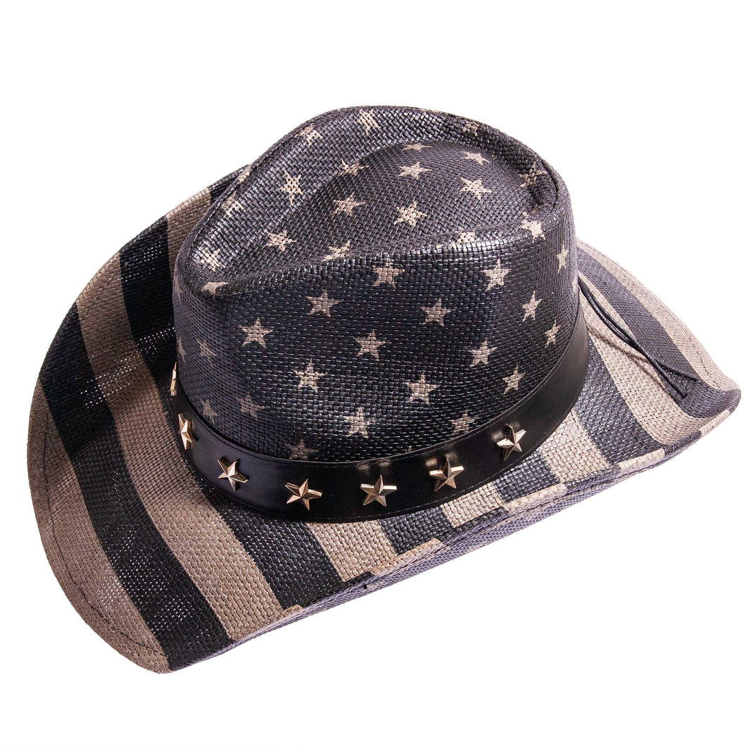 American Hat Maker Americana - Straw Cowboy Hat in Red/Blue