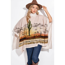 Load image into Gallery viewer, Desert print turtle neck poncho in Beige T773G12860A
