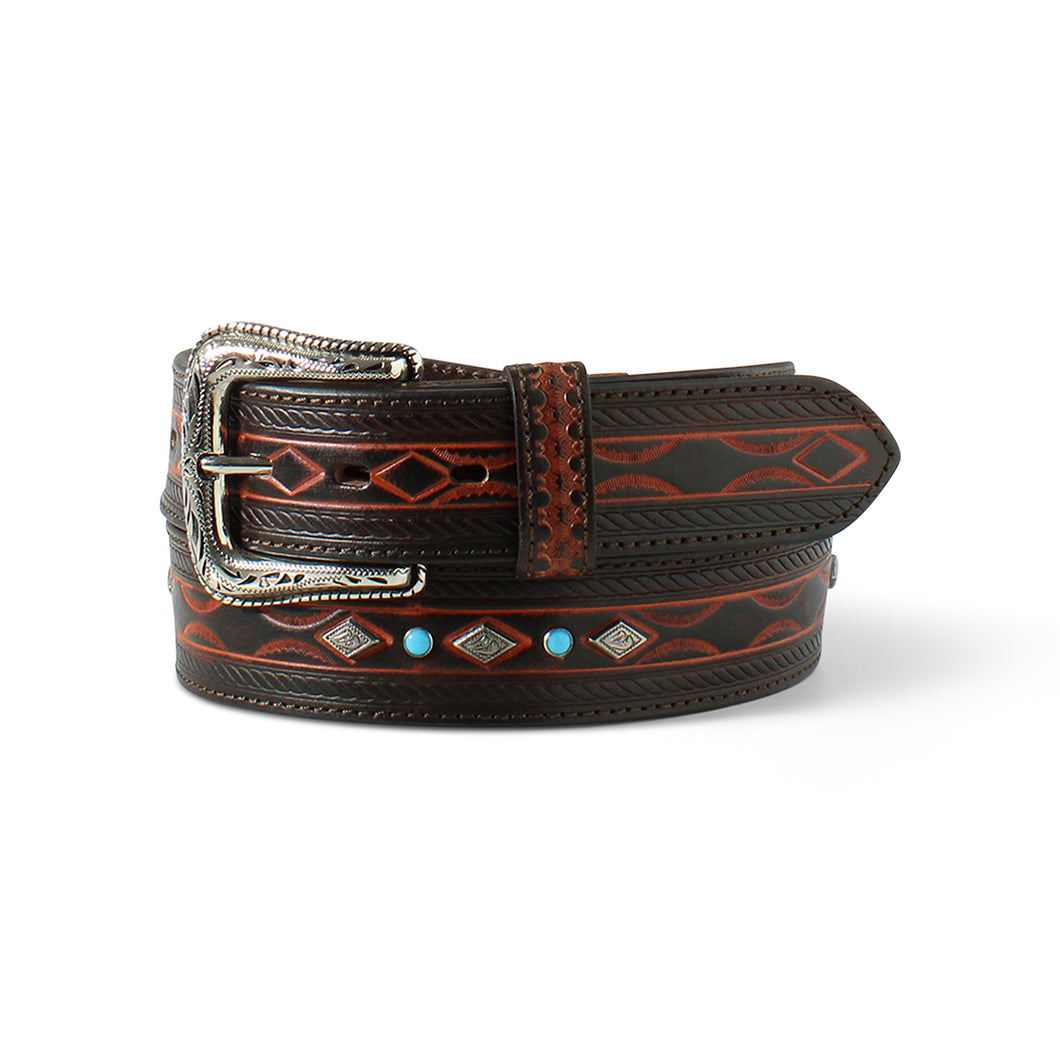 M&F Ariat Belt 1 1/2 Concho Stud Brown A1039602