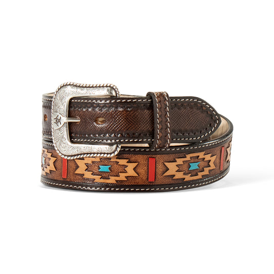 Ariat Western Belt 1 1/2" Hand Painted Southwestern Pattern Brown A1042402