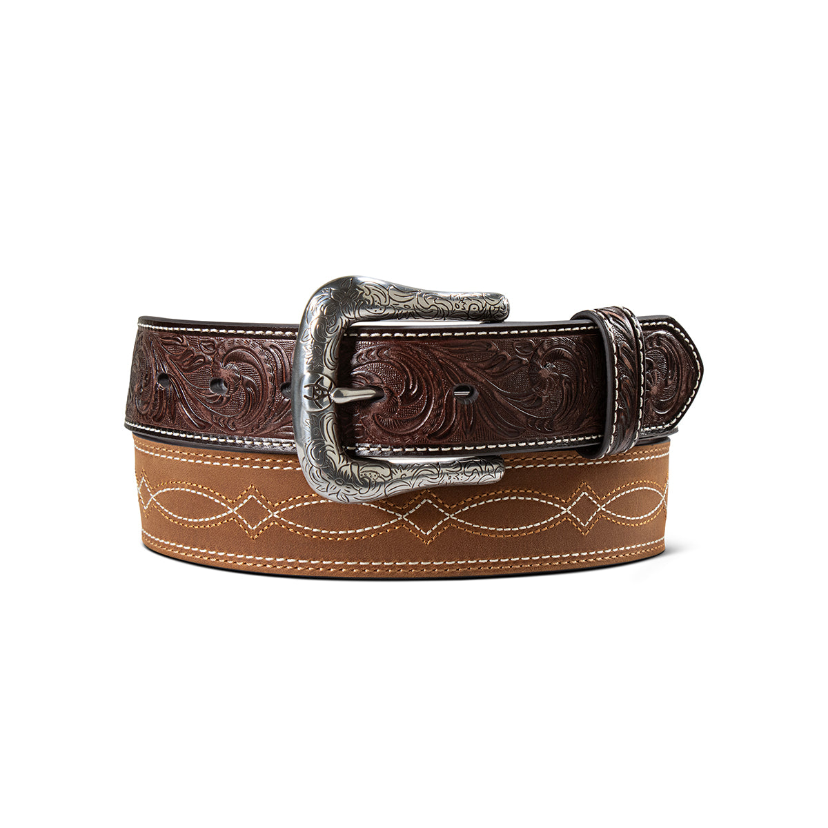 Ariat Western Belt 1 1/2 Boot Stitch Body Medium Brown A1044644