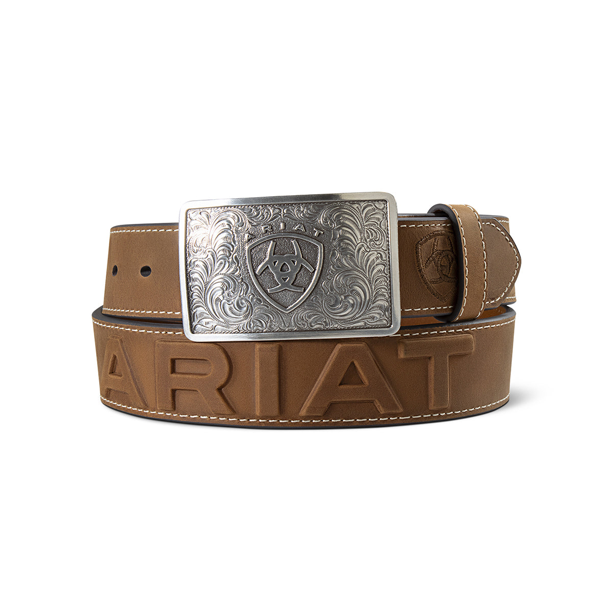 Ariat Western Belt 1 1/2 Ariat 3D Embossed Medium Brown A1044844