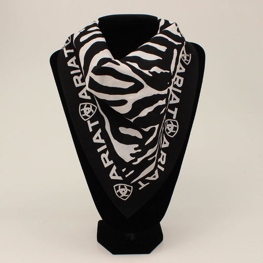 M&F Ariat Branded Black & White Zebra Print Bandana A1109101