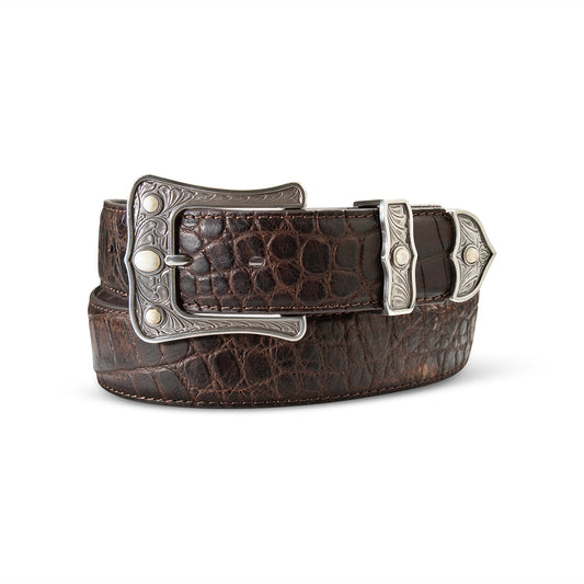 Ariat Western Belt 1 1/2" Croco Print 3Pc Buckle Brown A1568202