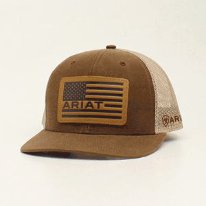 Ariat Cap R112 Oilskin USA Flag Leather Patch Brown A300008902