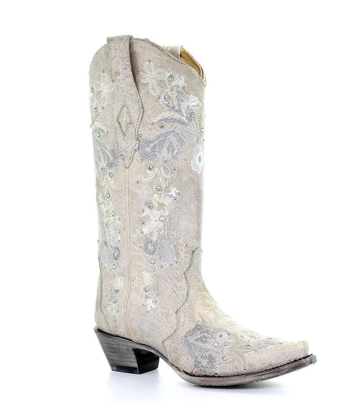 CORRAL A3521 WEDDING COLLECTION MARIA AGED IVORY CRYSTAL BOOT
