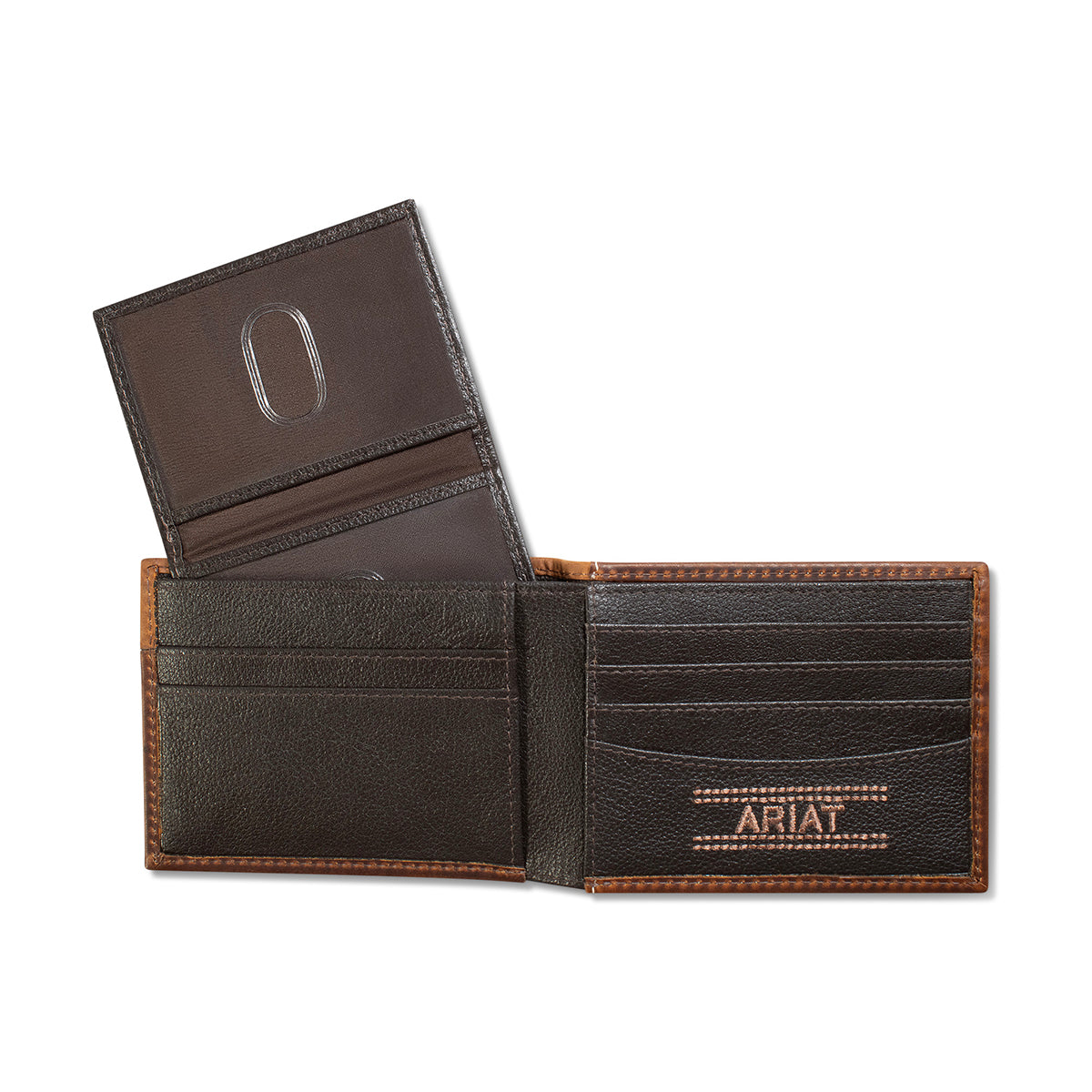 Ariat A3567102 Bifold Pass Case Wallet Boot Stitch Overlay Brown