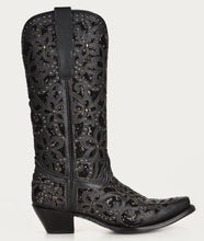 Load image into Gallery viewer, Corral A3752 Black Floral Glitter Cowboy Boots
