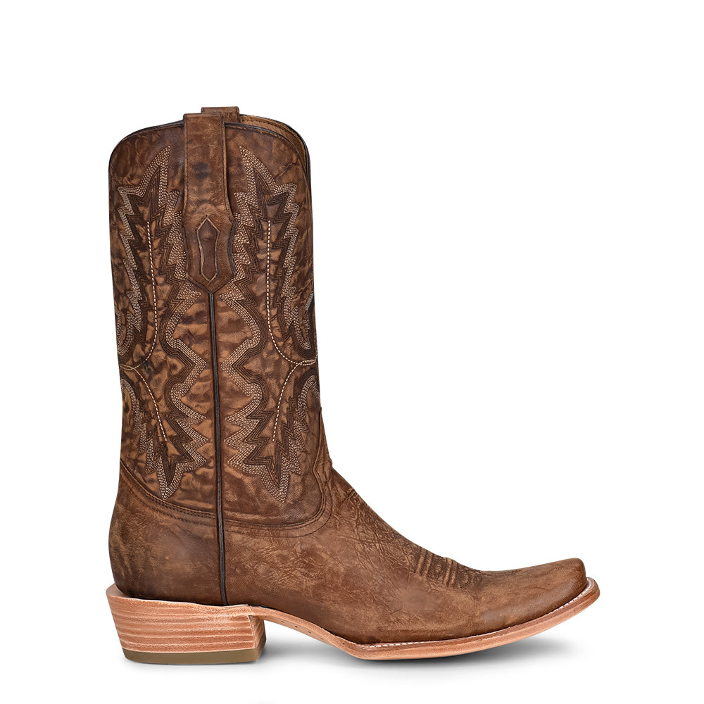 A4229 Men’s Brown Embroidery Narrow Square Cowboy Boots