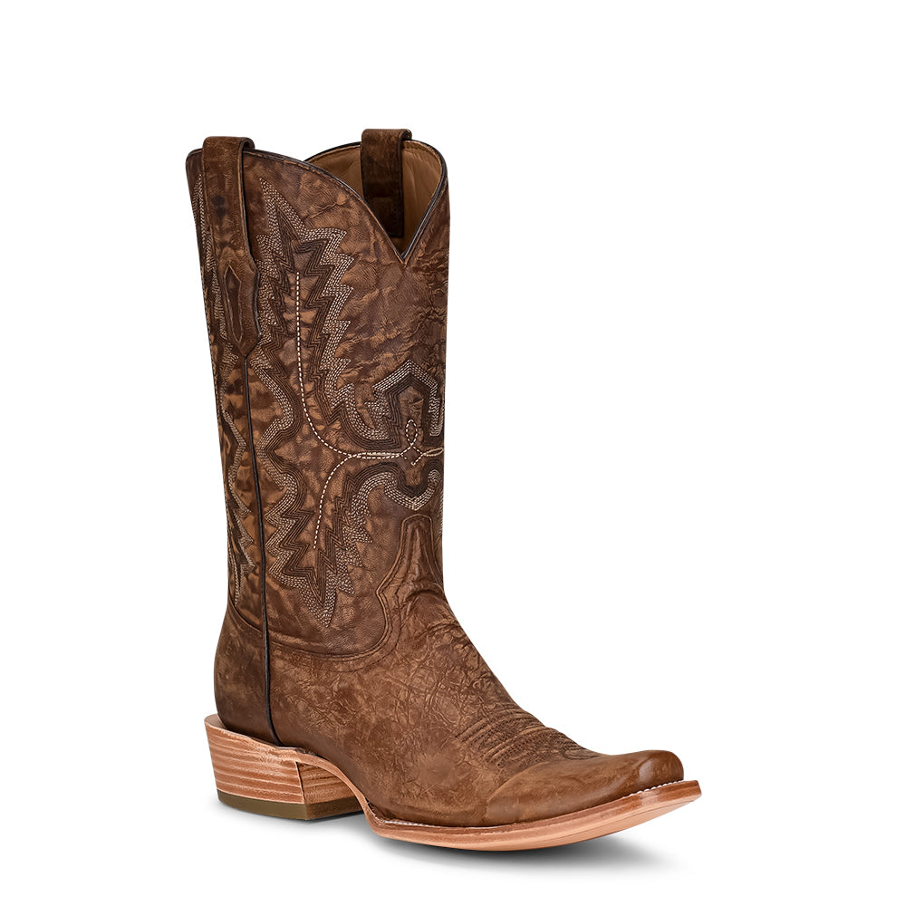 A4229 Men’s Brown Embroidery Narrow Square Cowboy Boots