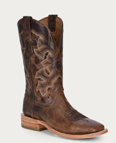 A4264 Men’s Brown Moka Embroidery Wide Square Rodeo Collection Cowboy Boots