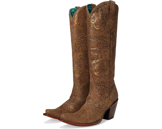 Corral A4588 Sand/Gold Floral Embroidery Tall Top Ladies Cowboy Boots